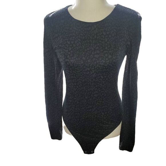 Yummy Sweater Co. Black Gray Animal Print Bodysuit - Size Large - Picture 9 of 9